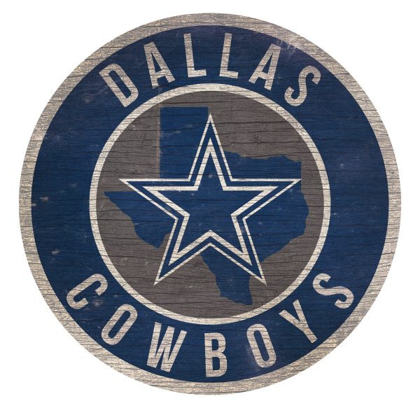 Dallas Cowboys 12  Circle with State Sign For Sale