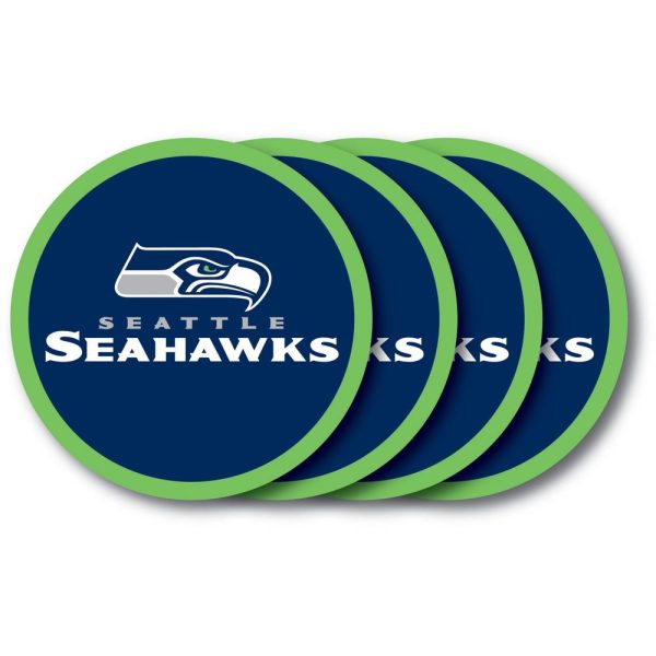 Seattle Seahawks 4 Pack Vinyl Coasters Supply - Image 2