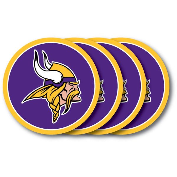 Minnesota Vikings 4 Pack Vinyl Coasters Discount - Image 2