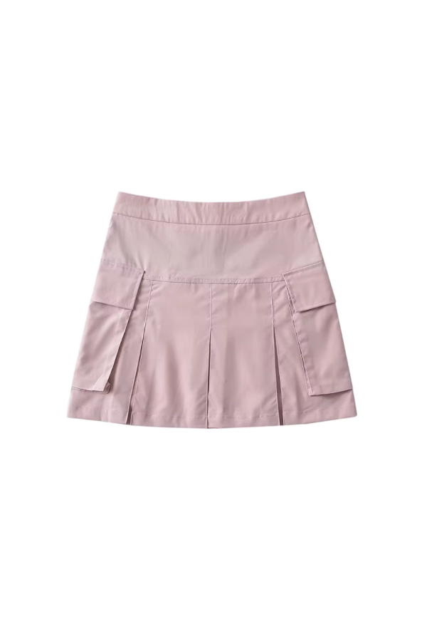Elena  High-waist Pleated Cargo Skirt (6 Colors) on Sale - Image 3