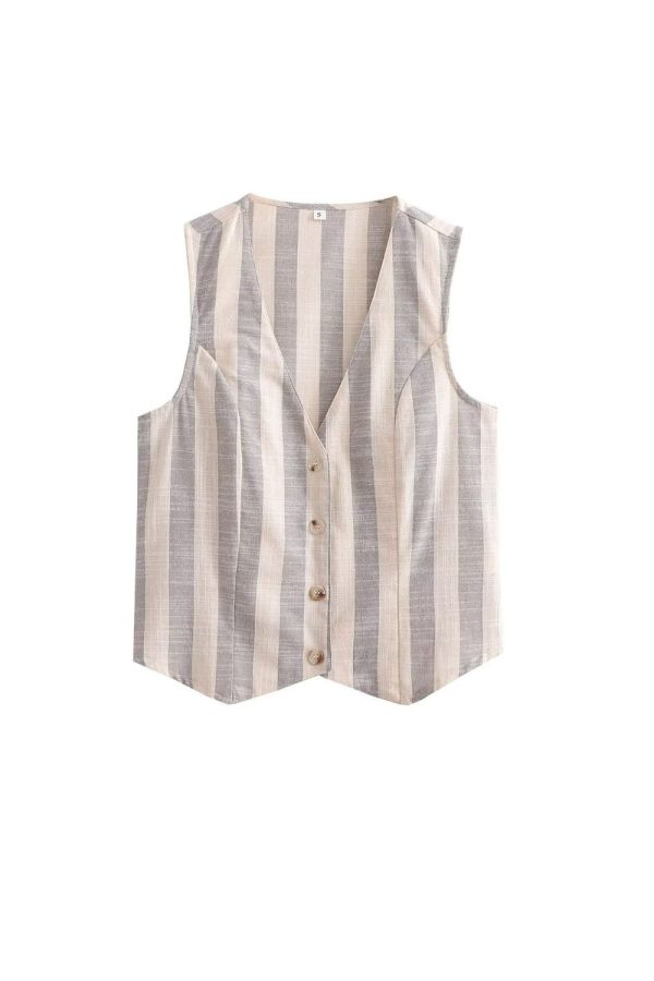 ‘Adelina’ V-Neck Striped Vest & Long Pants (Sold Separately) Discount - Image 2