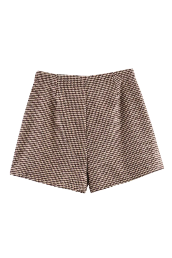 Penelope  Houndstooth Pattern High-Waist Shorts Cheap - Image 2