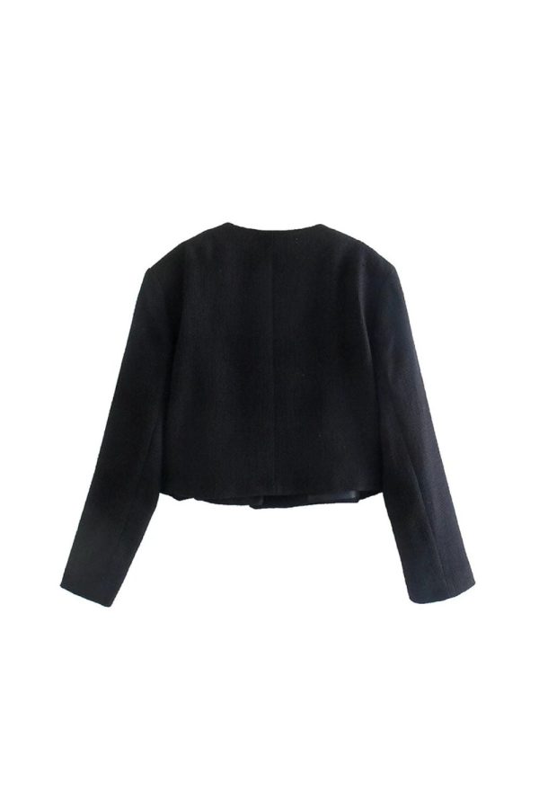 Ellie  Gold-Buttoned Textured Blazer & Skirt Set Discount - Image 3