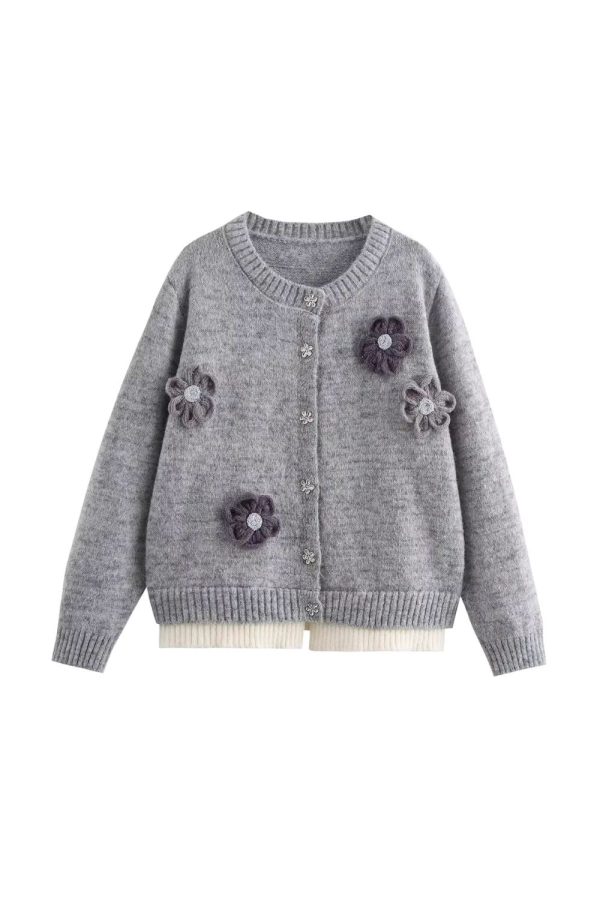 Javier  Flower Knit Cardigan( 2 Color) Cheap - Image 2