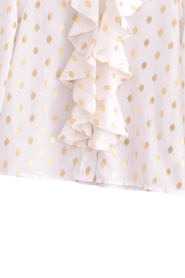 Amy Gilded Dot Ruffle Long Sleeve Top Online - Image 4