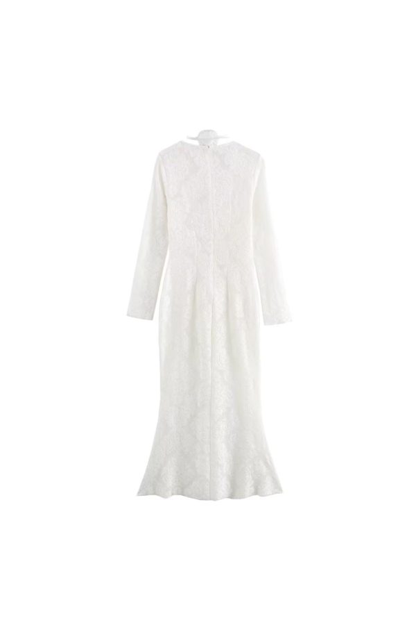 ‘Ava’ V-Neck Dress with Floral Neckband Detail Fashion - Image 2