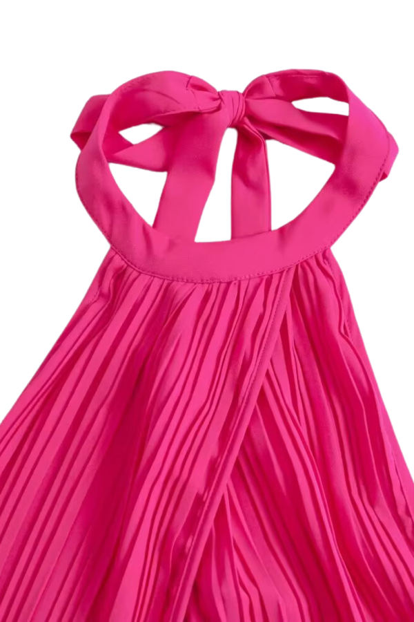 Megan  Halter Neck Pleated Dress Online Hot Sale - Image 5