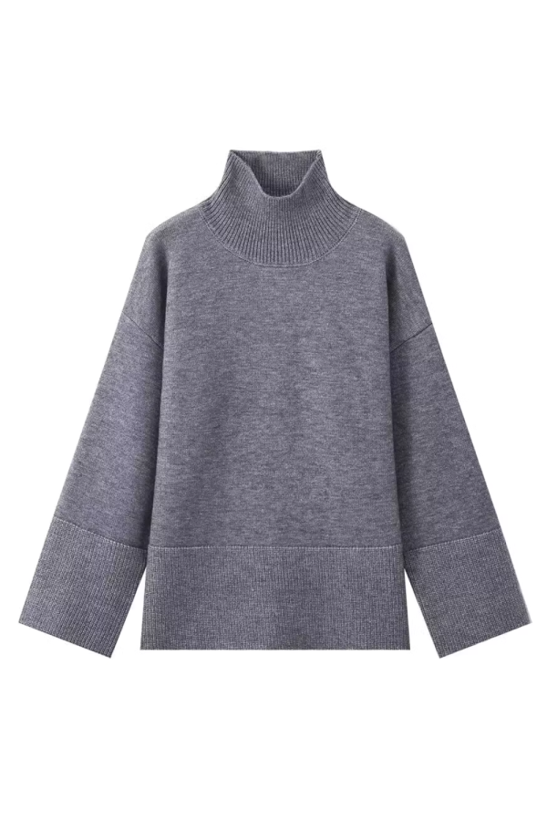 Vivian  Mock Neck Thick Knitted Sweater For Cheap