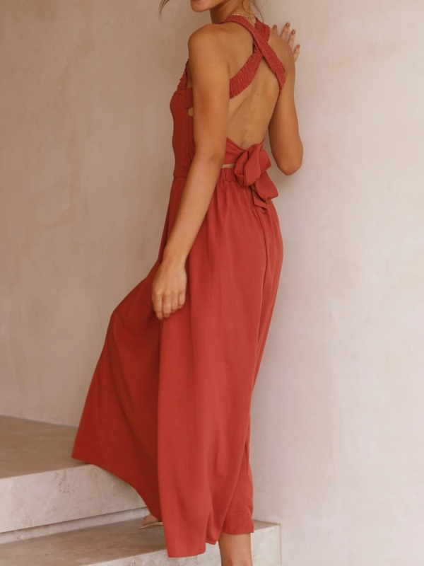 Cassidy  Cotton Linen Sleeveless Back Tied Maxi  Dress Online Hot Sale