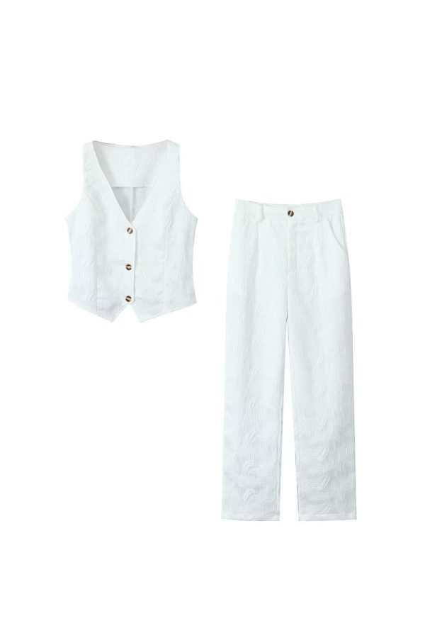 ‘ Ryan’ Ribbed-Knit Vest & Long Pants Set Online now - Image 5