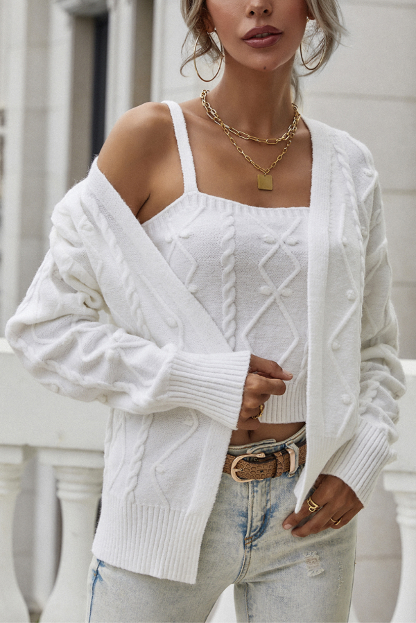 Mandia  Knitted Cardigan and Vest Two Piece Set (5 COLORS) Sale