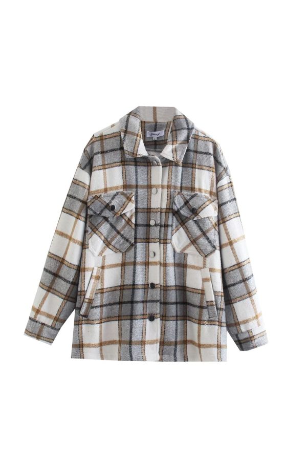 Caitlin  Casual Plaid Top Cheap - Image 4