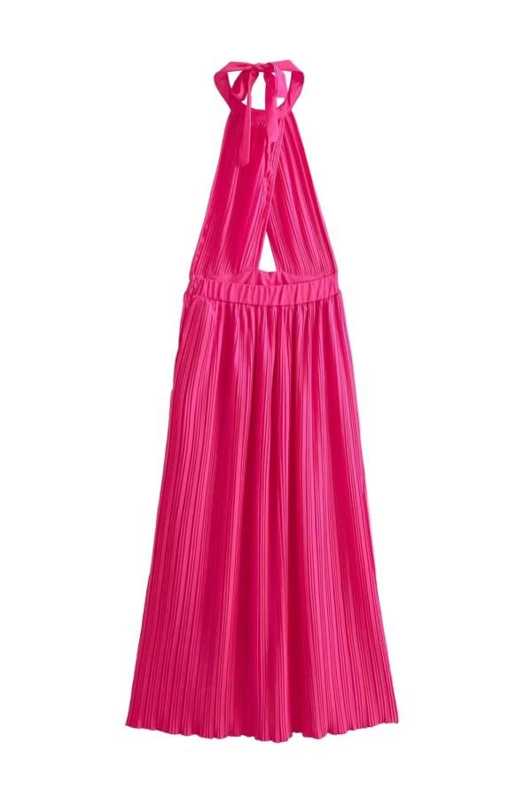 Megan  Halter Neck Pleated Dress Online Hot Sale - Image 2