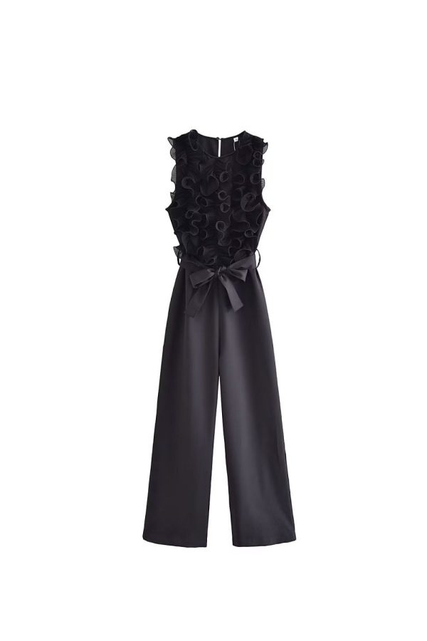 Raisa  Round-Neck Sleeveless Tiered-Decorated Jumpsuit Hot on Sale