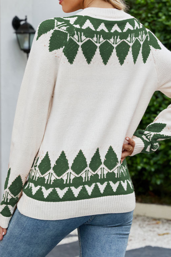 Karen  Round-neck Pattern Knitted Sweater (4 Colors) For Cheap - Image 5