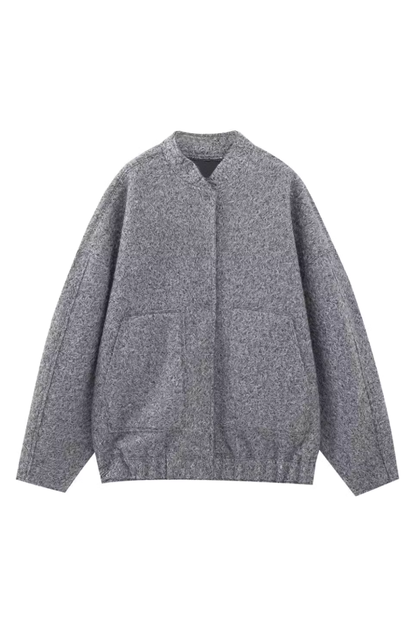 Ophelia  Wool Effect Bomber Jacket (4 Colors) For Cheap - Image 3
