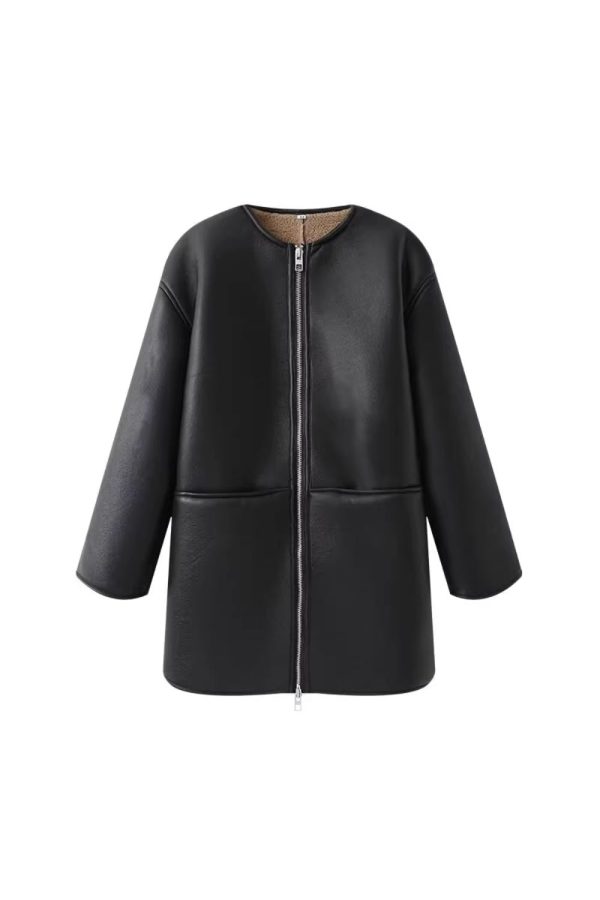 Elizabeth  Round-Neck Long-Sleeve Trench Coat Fashion