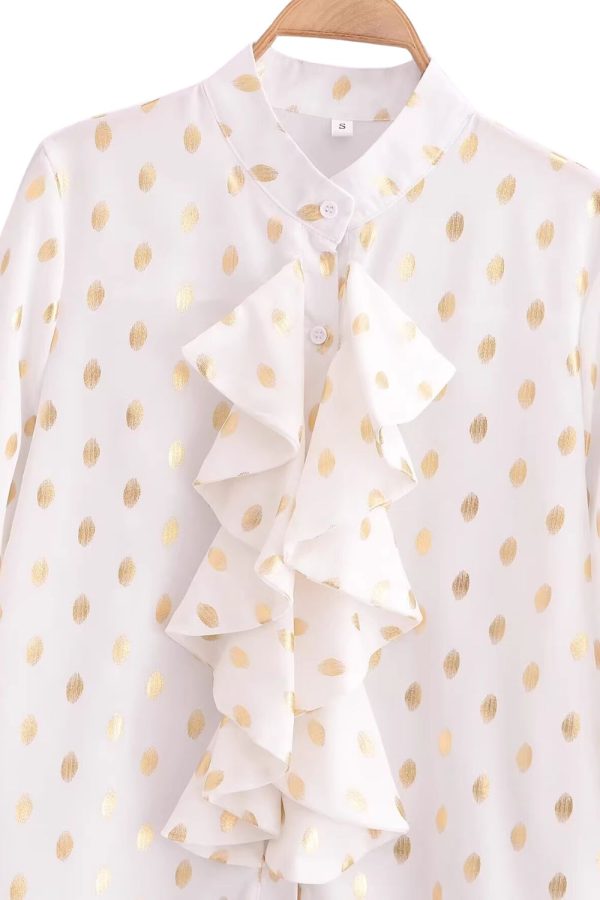 Amy Gilded Dot Ruffle Long Sleeve Top Online - Image 3