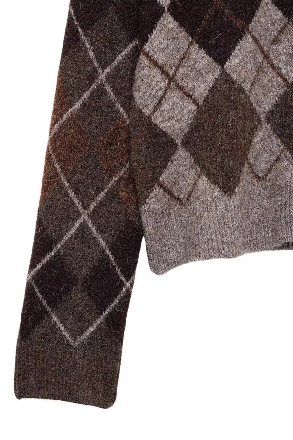 Rita  Diamond-Pattern Knitted Sweater For Discount - Image 3