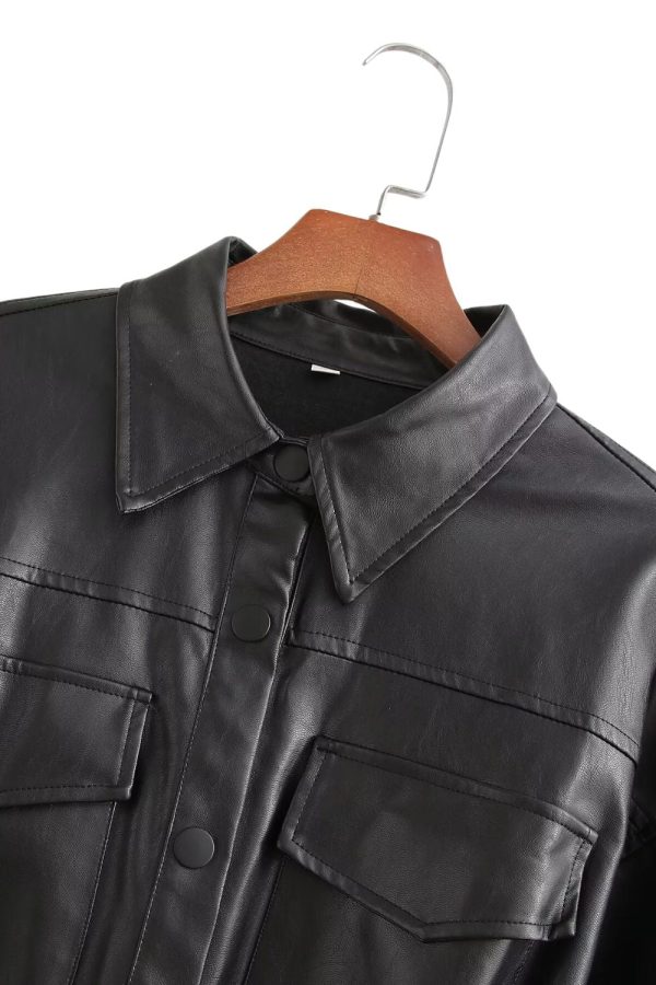 Nevaeh  Tie-Waist Slim Leather Jacket Sale - Image 3