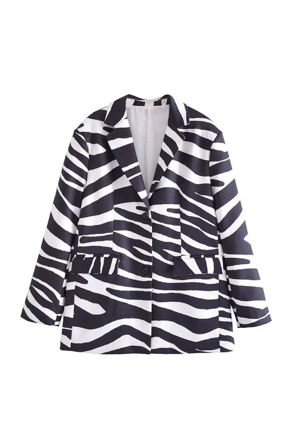 Chase  Chic Striped Single-Breasted Printed Blazer For Discount
