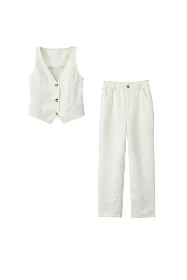 ‘ Ryan’ Ribbed-Knit Vest & Long Pants Set Online now - Image 3