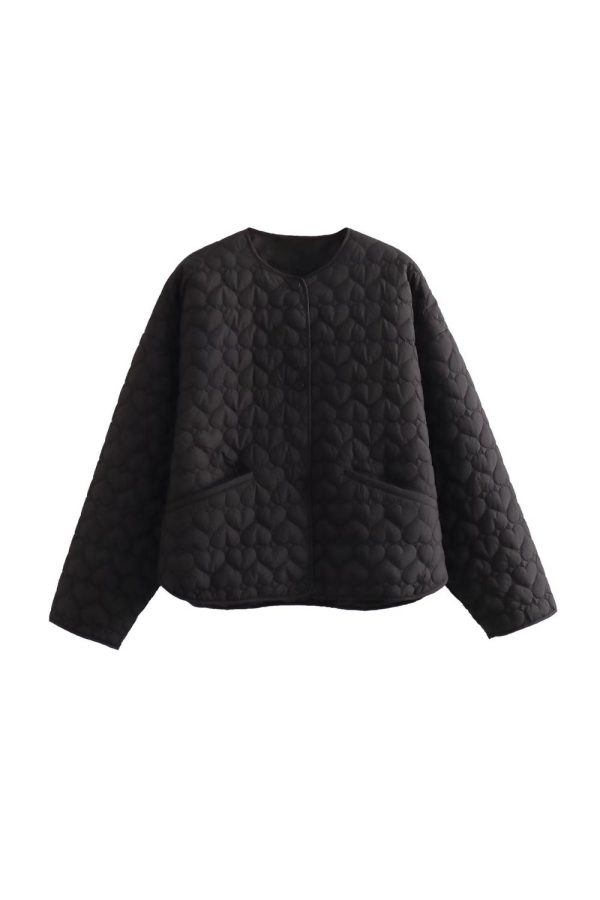 ‘Kaylee’ Heart-Quilted Cotton Jacket Coat Discount - Image 5