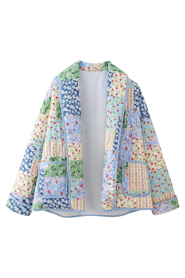 Wendy  Open Front Floral Light Jacket For Cheap