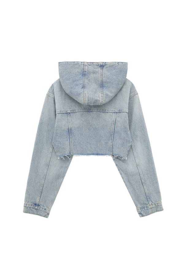 ‘ Ethan’ Hooded Denim Short Jacket Discount - Image 2