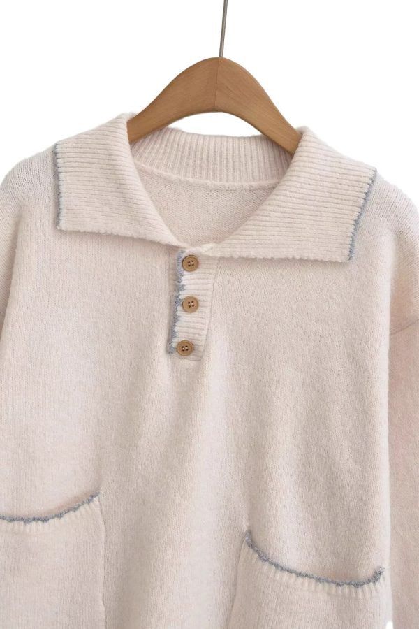 Isabel  Polo-Neck Long Sleeve Knit Top For Cheap - Image 3