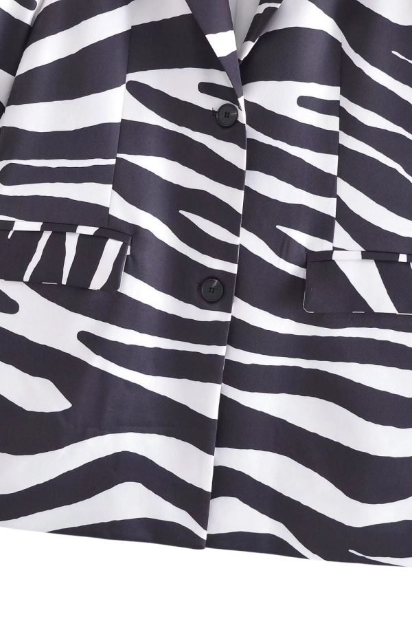 Chase  Chic Striped Single-Breasted Printed Blazer For Discount - Image 4