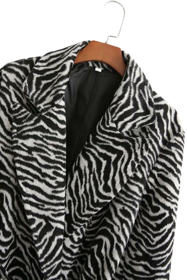 Jason  Zebra Print Mid-Length Wool Coat Cheap - Image 3