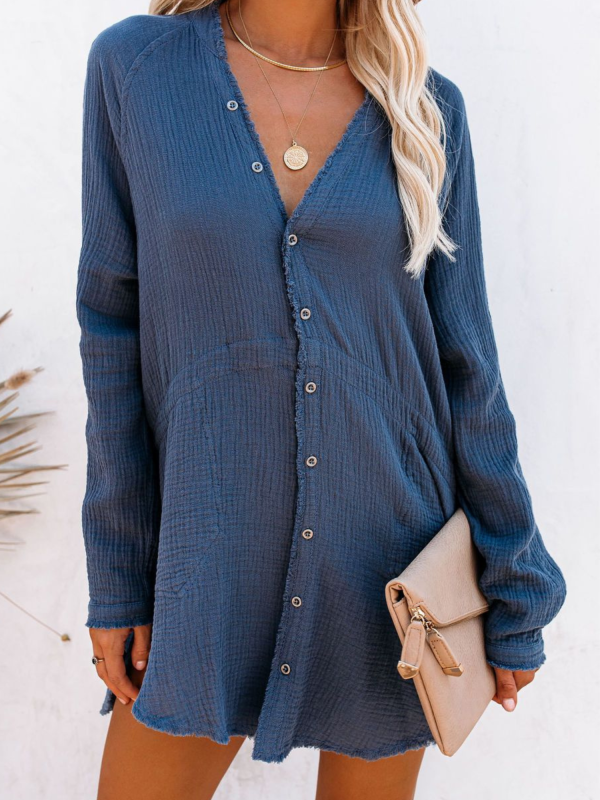 Iris  Button Collar Shirt Dress (4 Colors) For Cheap