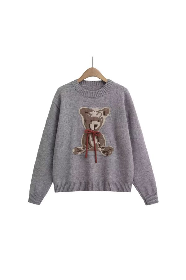 Kinsley  Bear Bow - Embellished Knit Sweater Cheap