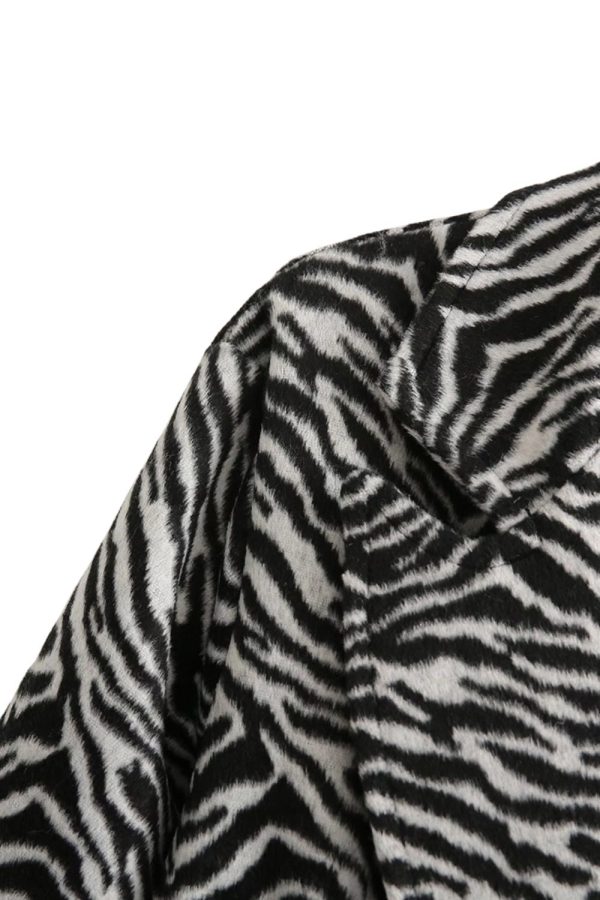Jason  Zebra Print Mid-Length Wool Coat Cheap - Image 4