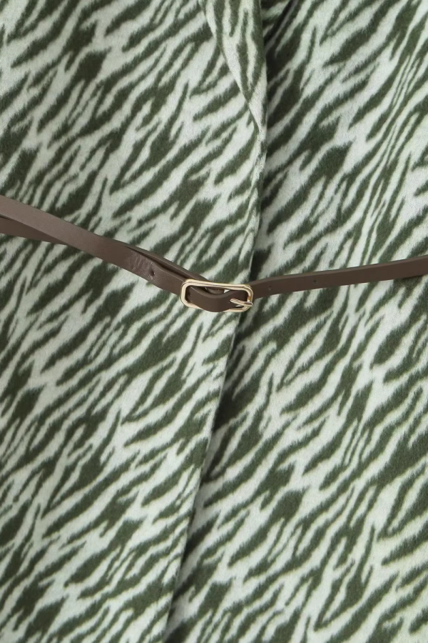 Ivanna  Zebra Pattern Coat with Belt Online - Image 4