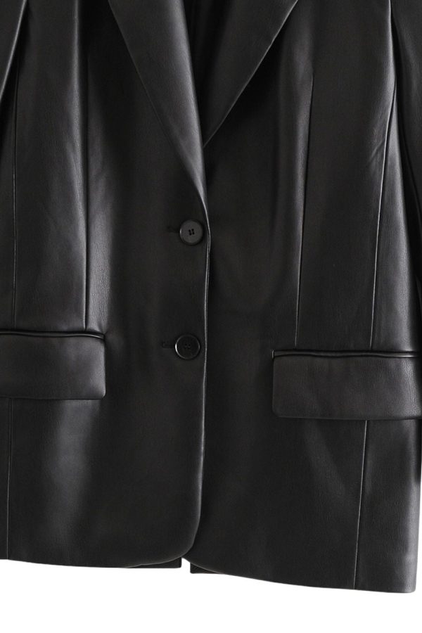‘ Levi’ Loose Fit Imitation Leather Casual Blazer Jacket For Sale - Image 4