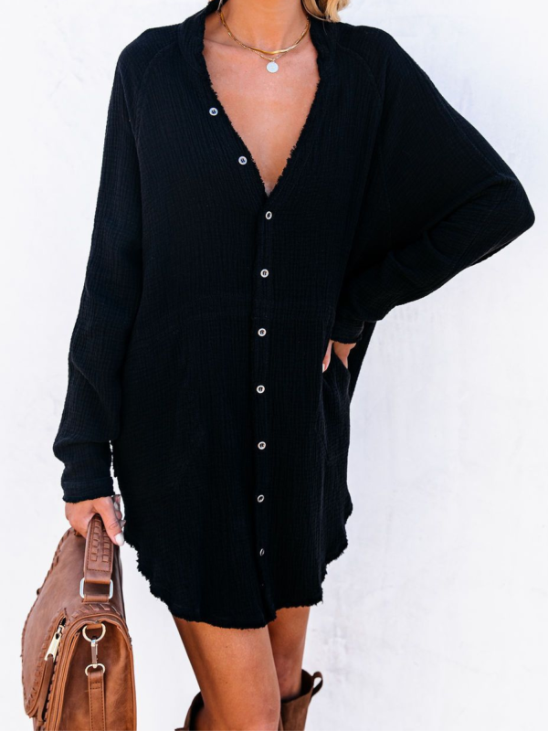 Iris  Button Collar Shirt Dress (4 Colors) For Cheap - Image 4