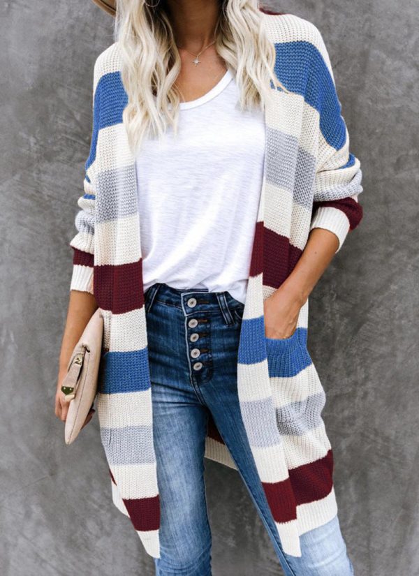 Lindsey  Color Matching Pocket Knitted Long Cardigan (3 Colors) on Sale - Image 2