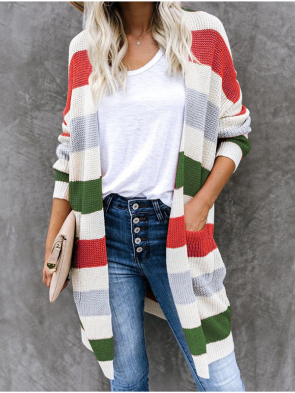 Lindsey  Color Matching Pocket Knitted Long Cardigan (3 Colors) on Sale