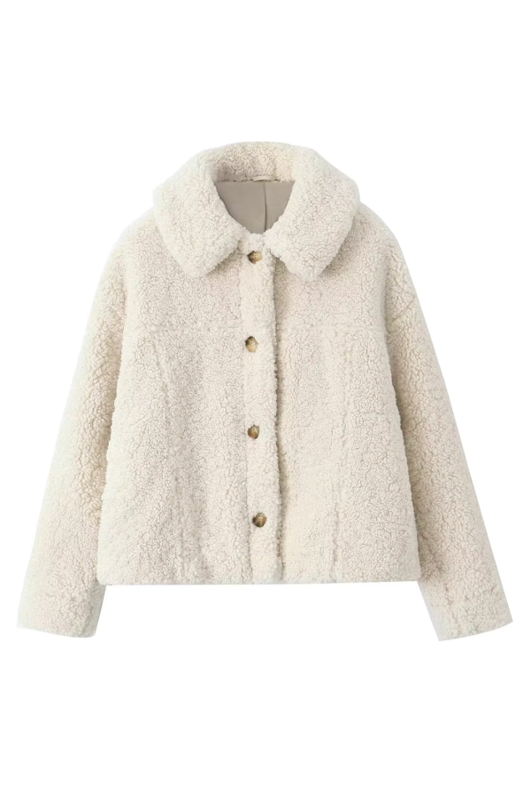 Jamila  Button-Up Fleece Collared Jacket Online Sale