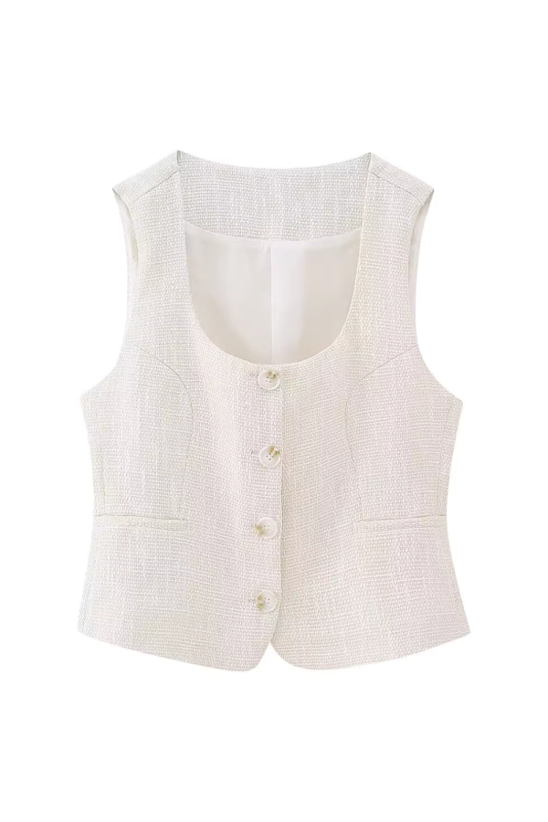 Kelly  Square Neck Tweed Vest For Sale