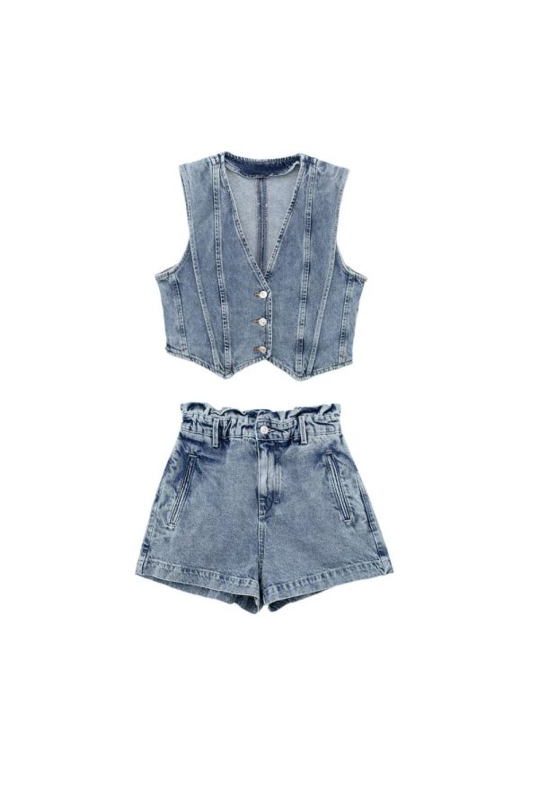 Daniel   Denim Vest & High-Waist Shorts Combo (Sold Separately) For Cheap