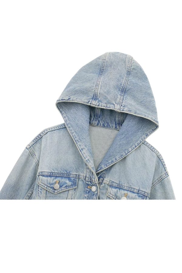 ‘ Ethan’ Hooded Denim Short Jacket Discount - Image 3