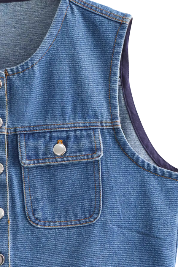Sarah  Casual Loose Denim Vest Cheap - Image 3