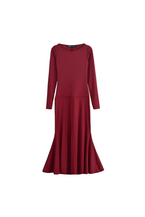 ‘Carlos’ Flared Hem Round-Neck Maxi Dress For Sale