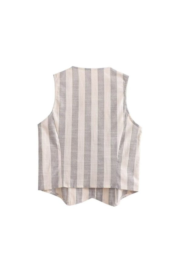 ‘Adelina’ V-Neck Striped Vest & Long Pants (Sold Separately) Discount - Image 3