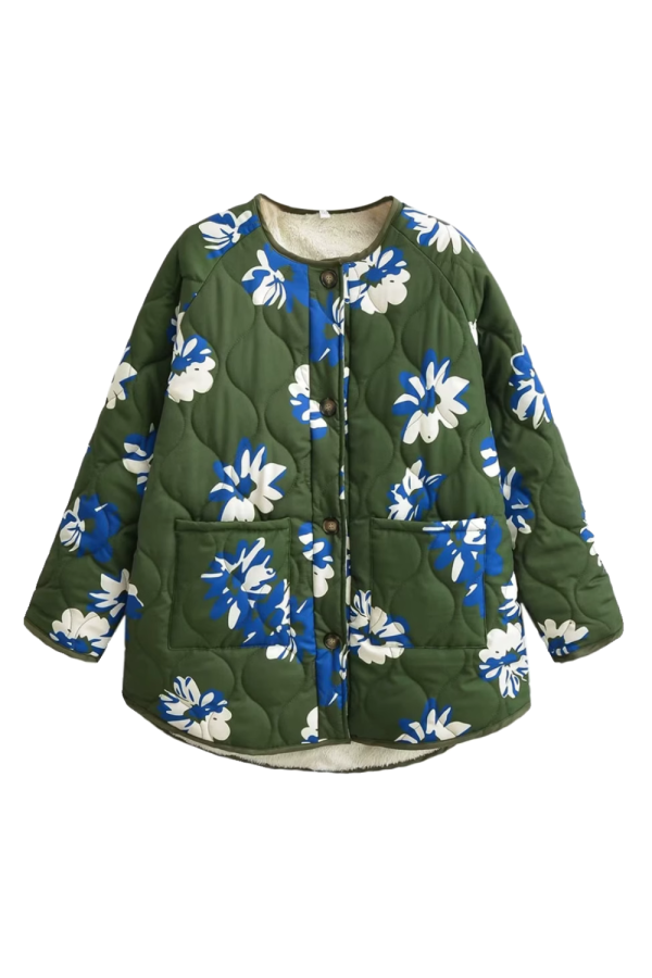 Gretchen  Quilted Fleeced Cotton Jacket For Sale
