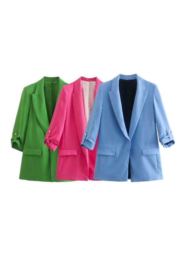 Marley  Roll-up Sleeve Casual Blazer For Discount
