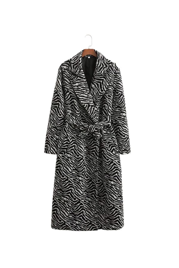 Jason  Zebra Print Mid-Length Wool Coat Cheap